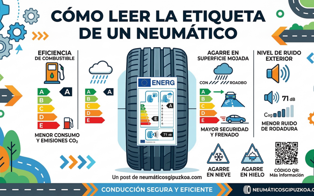 Cómo leer la etiqueta de un neumático: agarre, ruido y consumo.