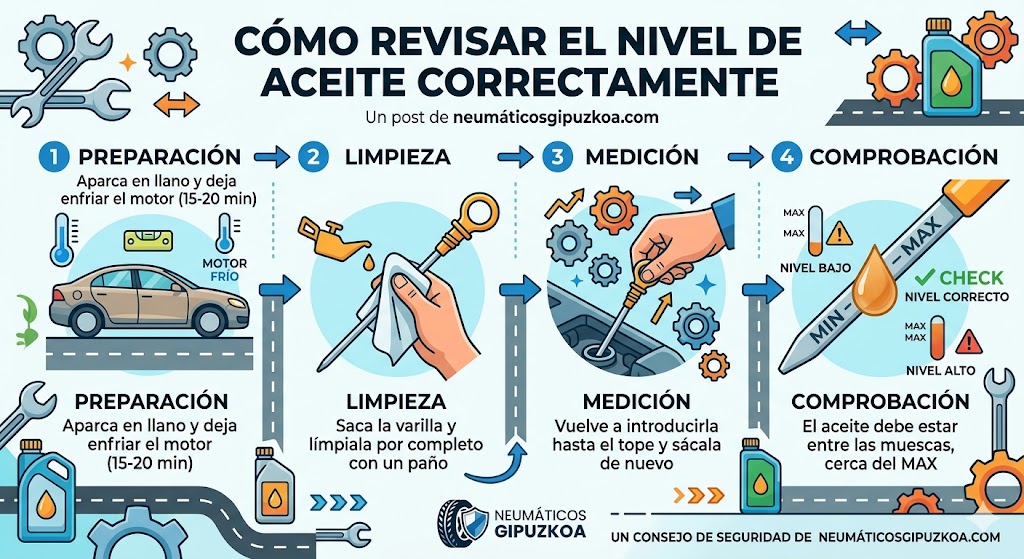 Cómo revisar el nivel de aceite correctamente.