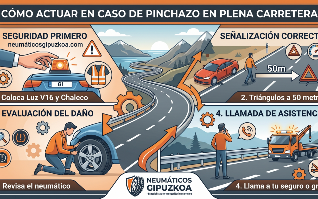Cómo actuar en caso de pinchazo en plena carretera