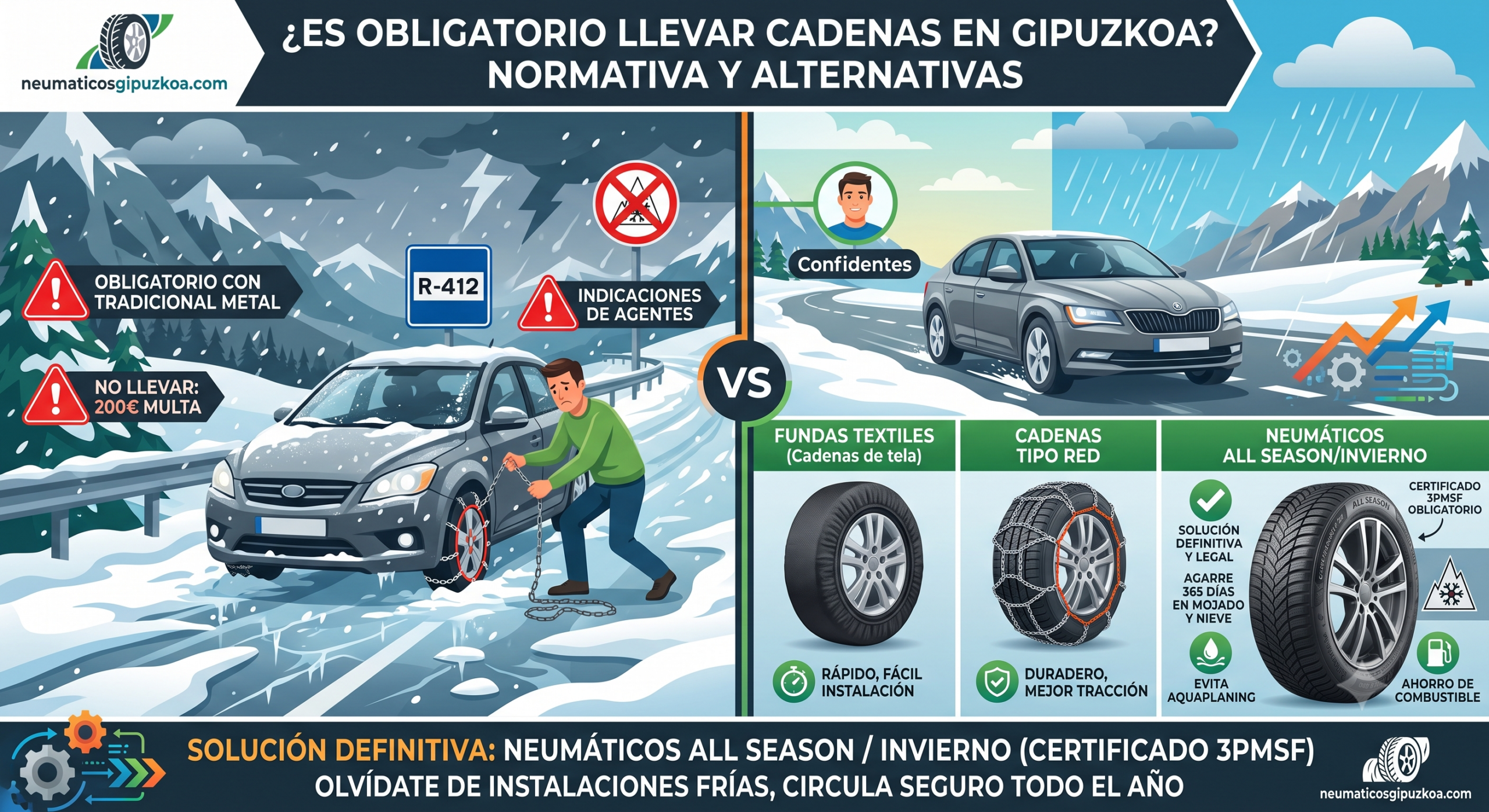 Es obligatorio llevar cadenas en Gipuzkoa