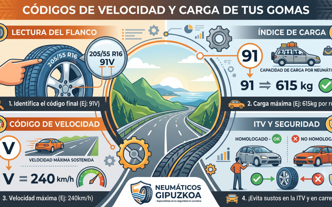 ¿Qué significan los códigos de velocidad y carga de tus gomas?