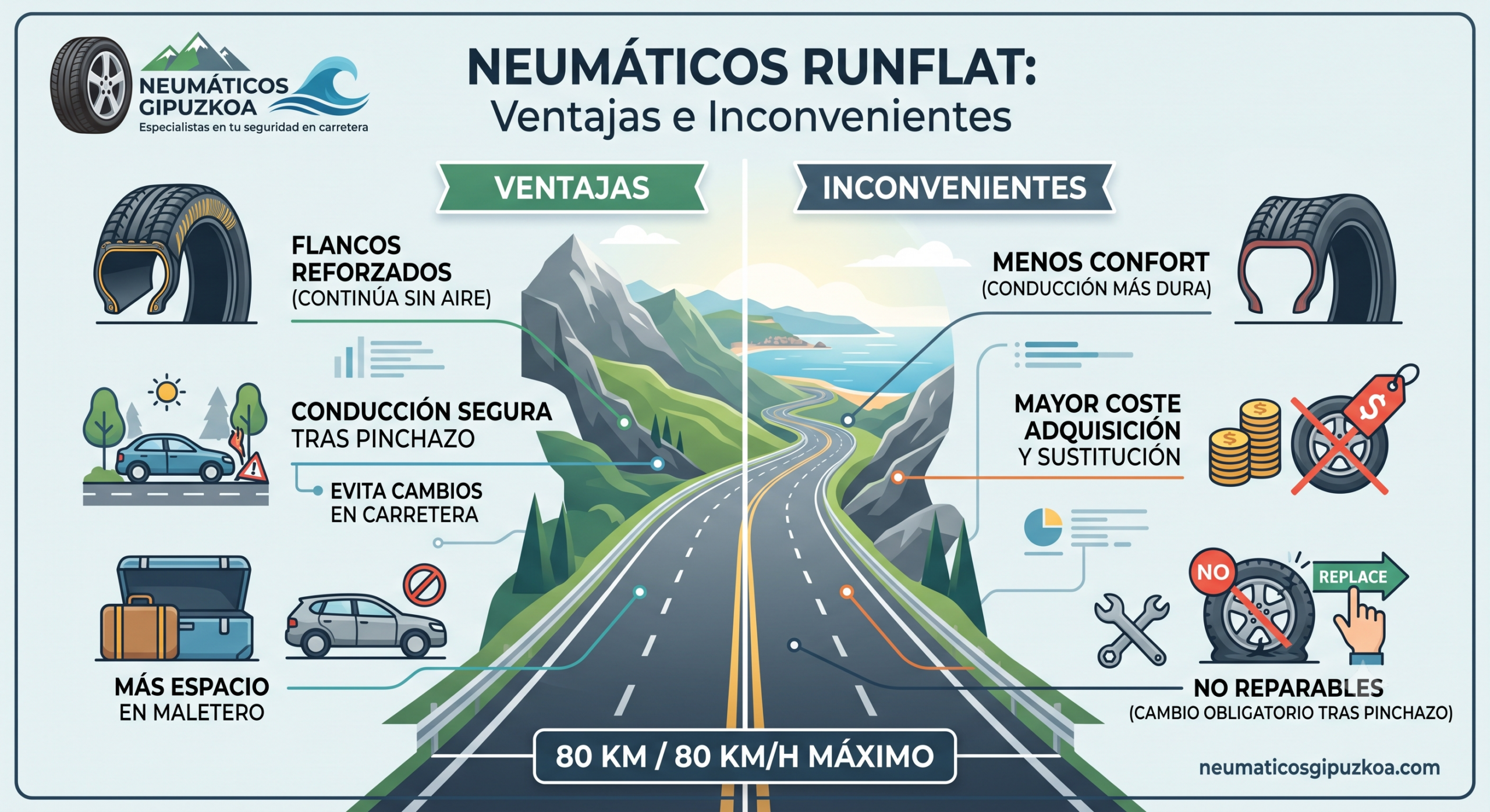 Neumáticos Runflat Ventajas e inconvenientes