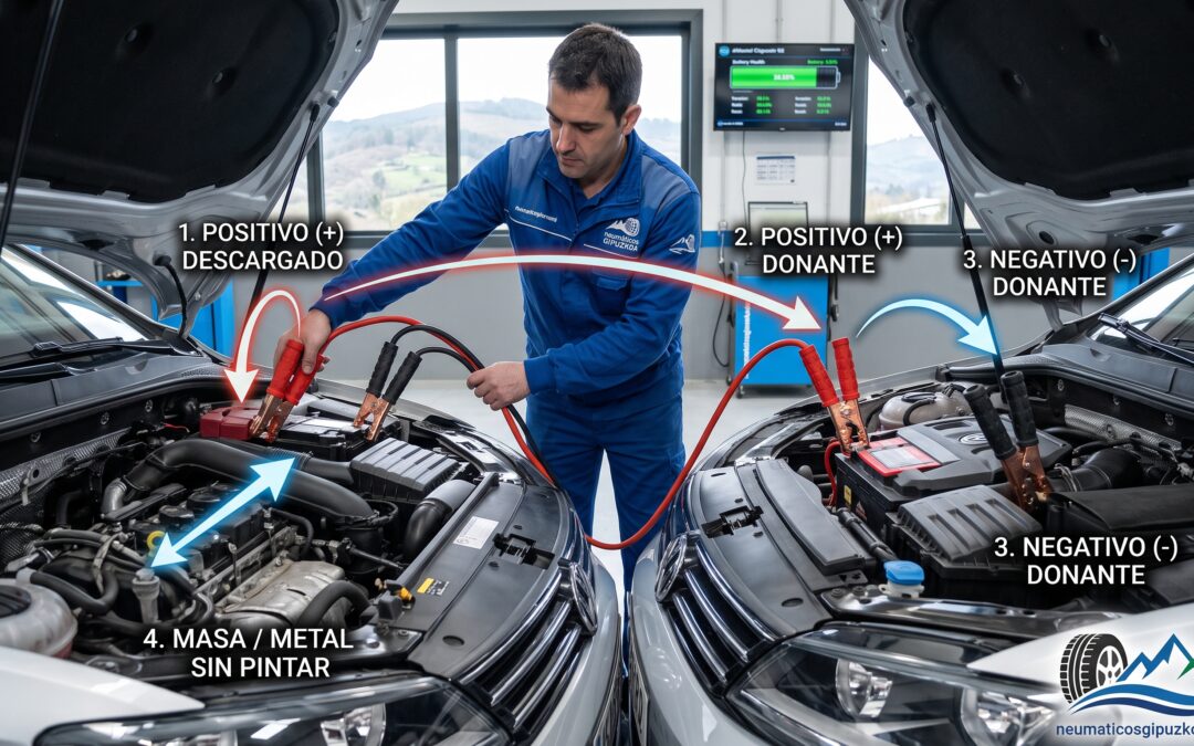 Batería descargada: Cómo usar las pinzas de forma segura.