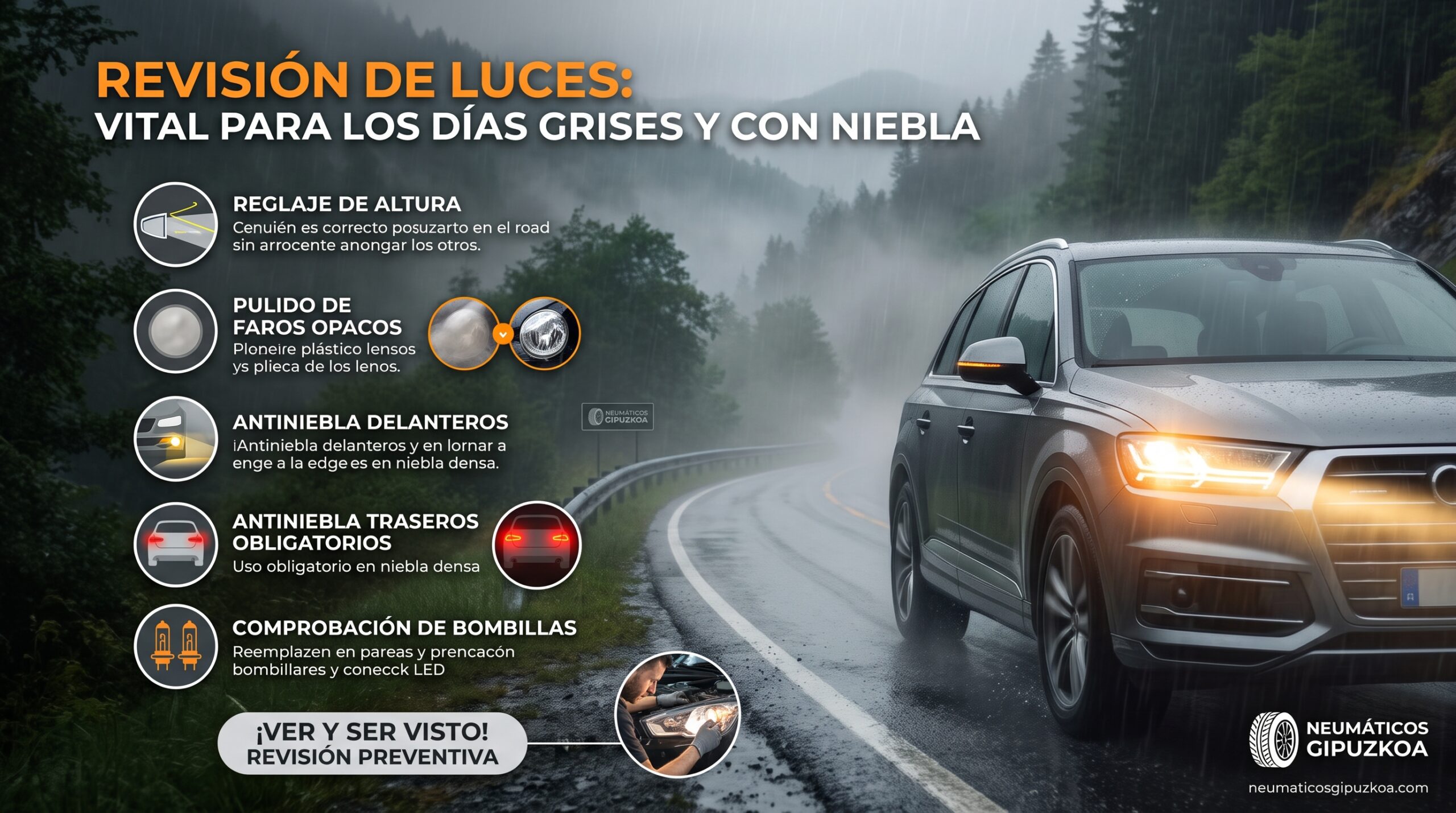 Revisión de luces Vital para los días grises y con niebla